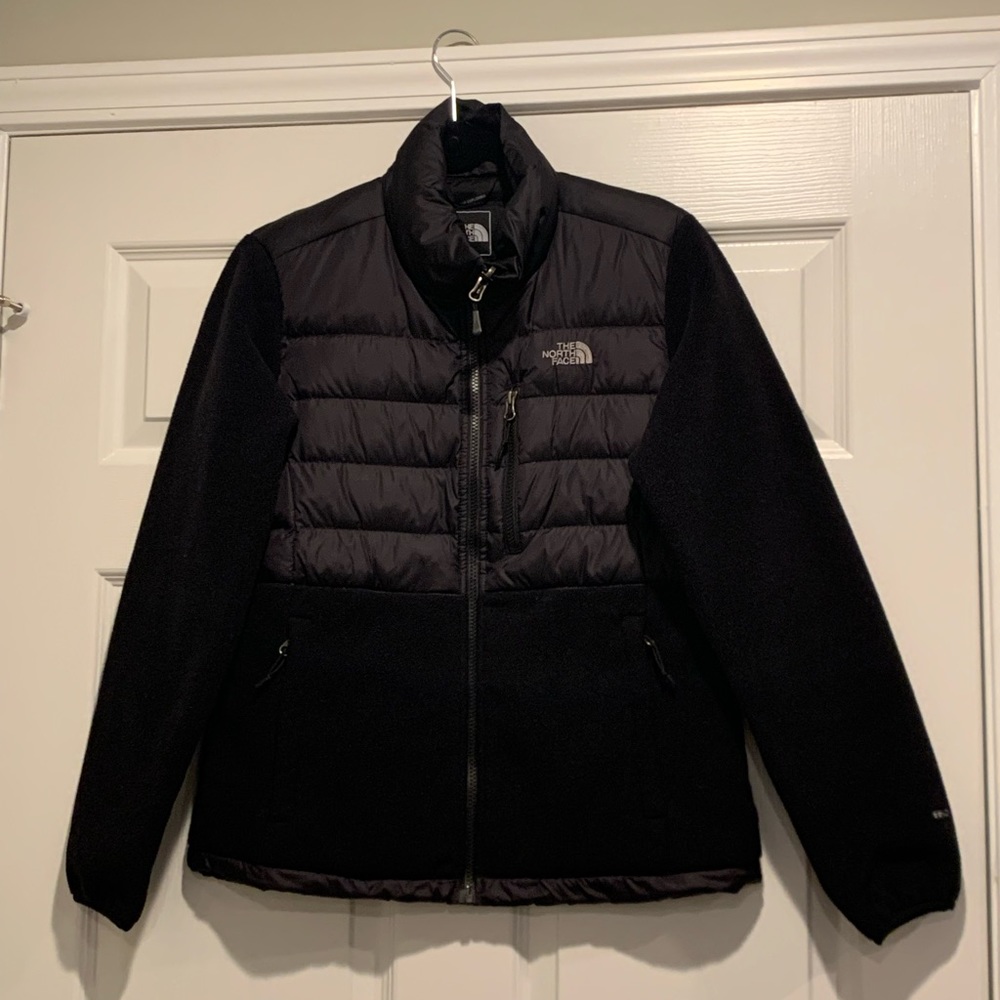 Women’s North Face Fleece and Down Puffer zip up jacket medium black
